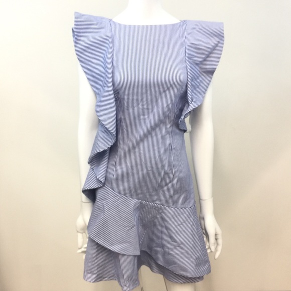 Jupe Asymétrique à Volants TED BAKER LONDON Taille 2 - Couleur Bleu Foncé, Longueur Genoux, Neuf Avec étiquettes